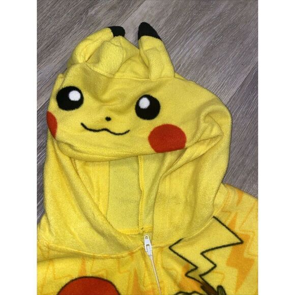 Pokemon Pikachu Boys Hooded Union Suit Pajamas Size 6-7 - Picture 3 of 5